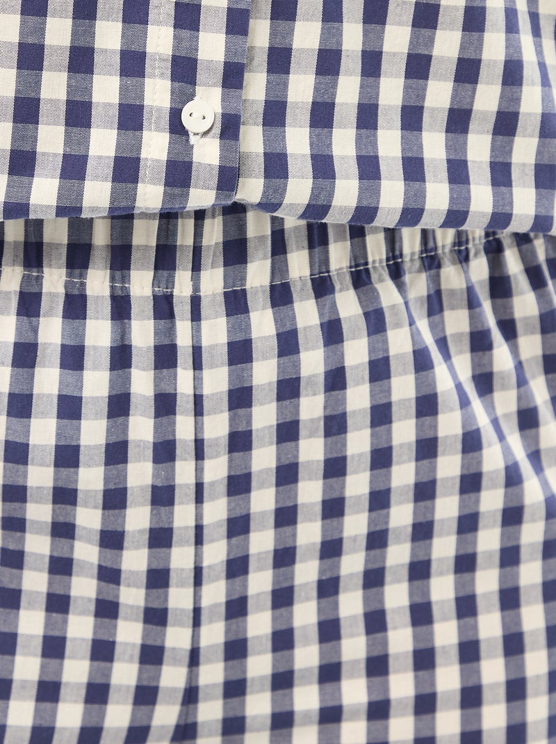 Pyjama long en popeline - 2 pièces Bleu - Kiabi