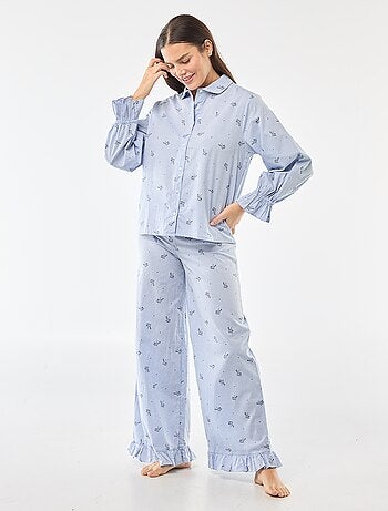 Pyjama long en popeline - 2 pièces