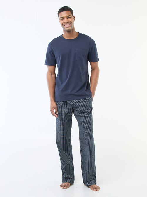 Pyjama long en popeline - 2 pièces - Kiabi