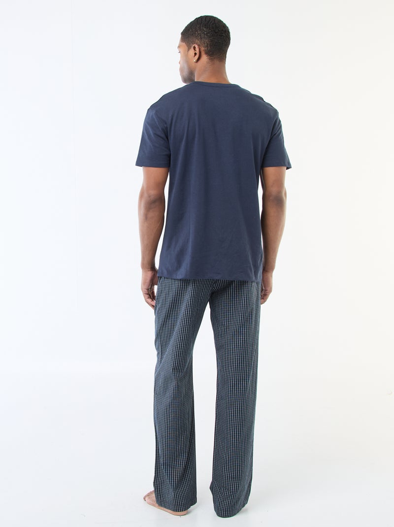 Pyjama long en popeline - 2 pièces Bleu - Kiabi