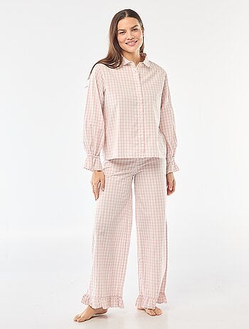 Pyjama long en popeline - 2 pièces