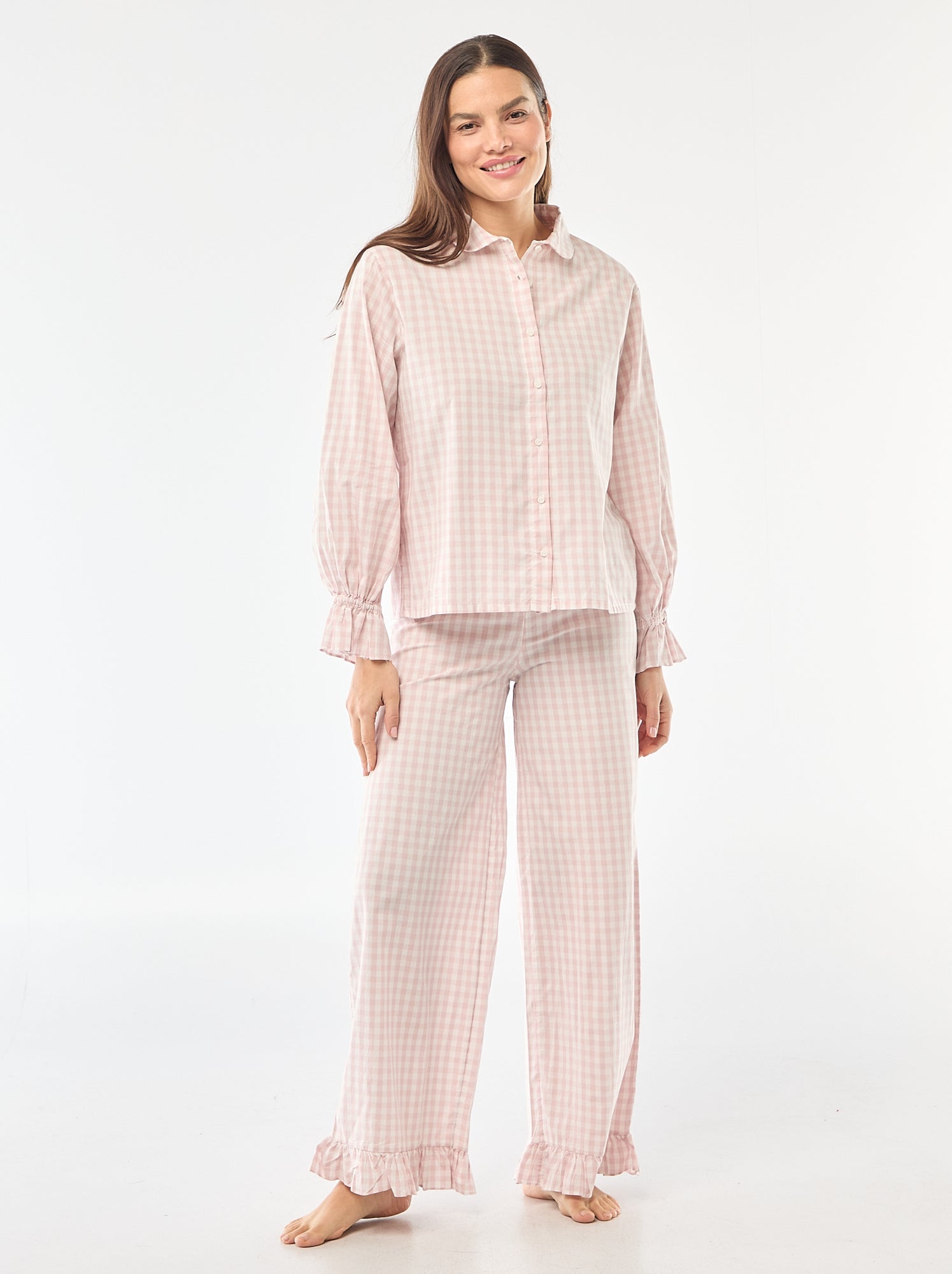 Pyjama long en popeline - 2 pièces