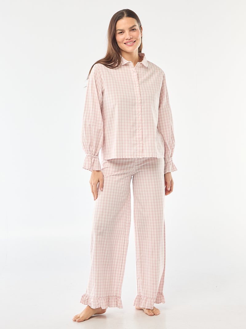 Pyjama long en popeline - 2 pièces