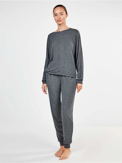 Pyjama long en tricot avec pantalon jogger - Kiabi Pyjama long en tricot avec pantalon jogger - Kiabi