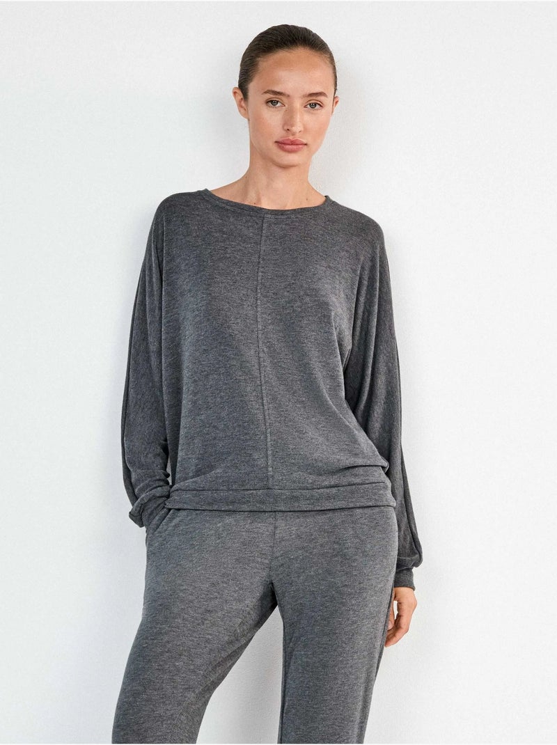 Pyjama long en tricot avec pantalon jogger Gris Gris anthracite - Kiabi