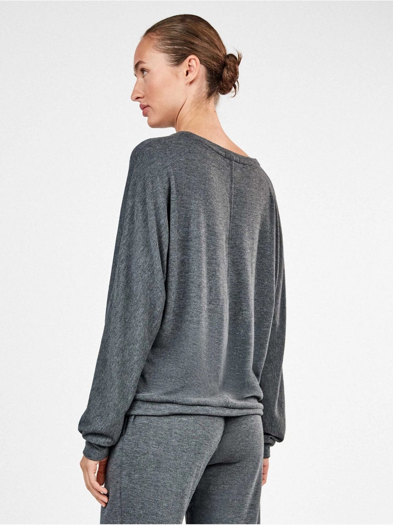 Pyjama long en tricot avec pantalon jogger Gris Gris anthracite - Kiabi