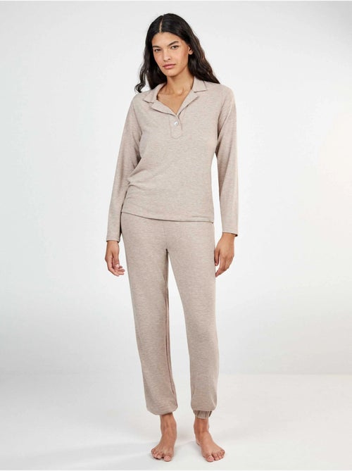 Pyjama long en tricot uni - Kiabi Pyjama long en tricot uni - Kiabi