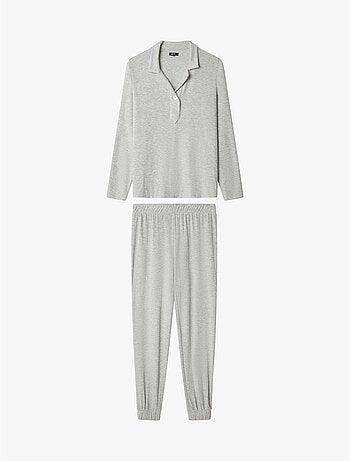 Pyjama long en tricot uni