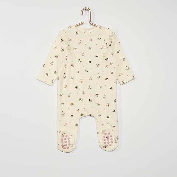 Pyjama Long En Velours Bebe Fille Blanc Kiabi 10 00