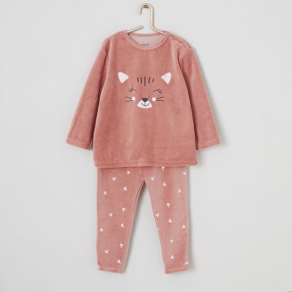 Pyjama Long En Velours Bebe Fille Chat Kiabi 7 00