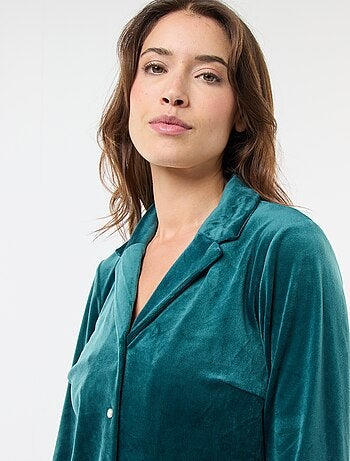 Pyjama long en velours chemisier + pantalon - 2 pièces