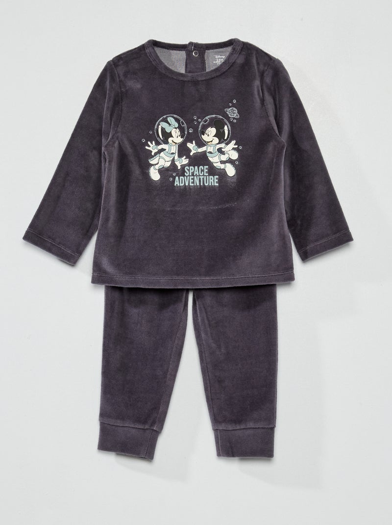 Pyjama long en velours 'Disney Baby' - 2 pièces Gris foncé - Kiabi