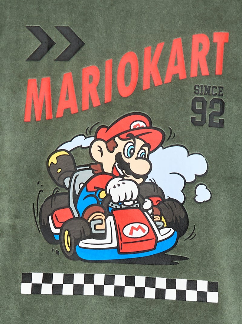 Pyjama long en velours 'Mario Kart' t-shirt + pantalon - 2 pièces Vert - Kiabi