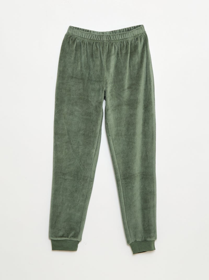 Pyjama long en velours 'Mario Kart' t-shirt + pantalon - 2 pièces Vert - Kiabi