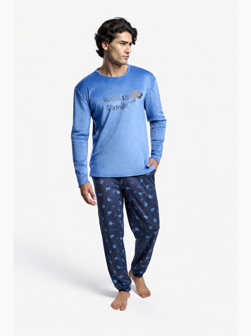 Pyjama long en velours pour homme avec un imprimé réveil-sommeil - Kiabi Pyjama long en velours pour homme avec un imprimé réveil-sommeil - Kiabi