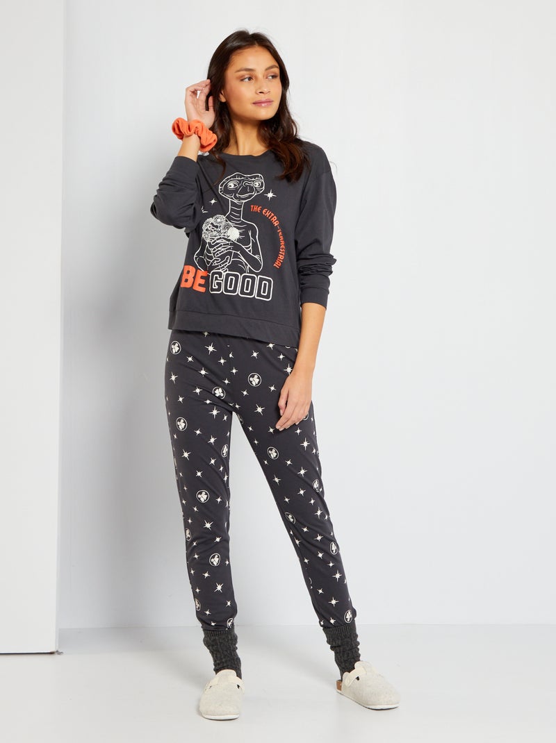 Pyjama long 'E.T.' - 2 pièces noir - Kiabi