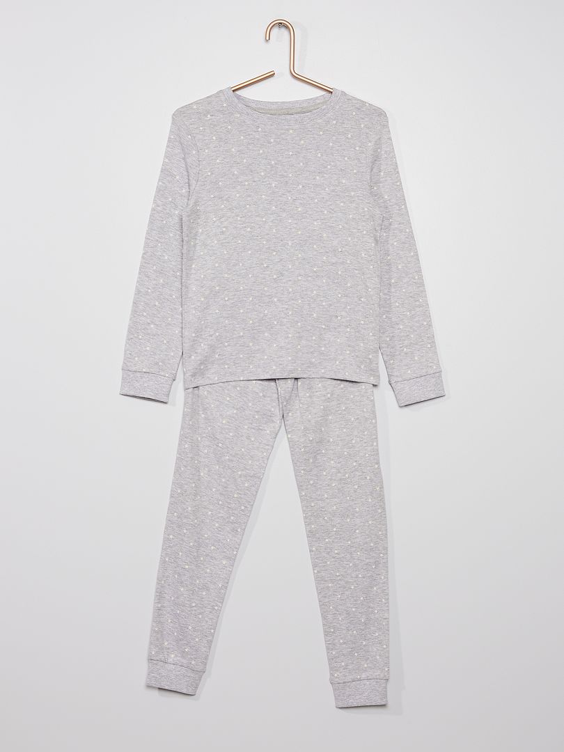 Pyjama long 'étoiles' gris - Kiabi