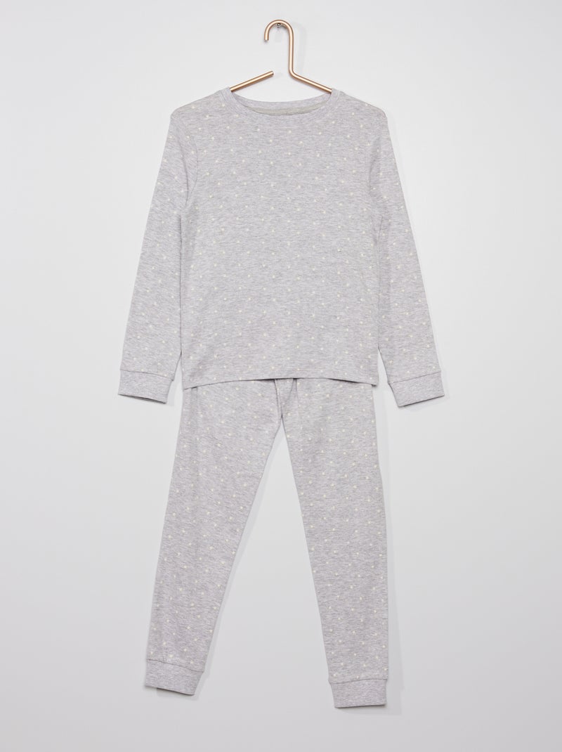 Pyjama long 'étoiles' gris - Kiabi