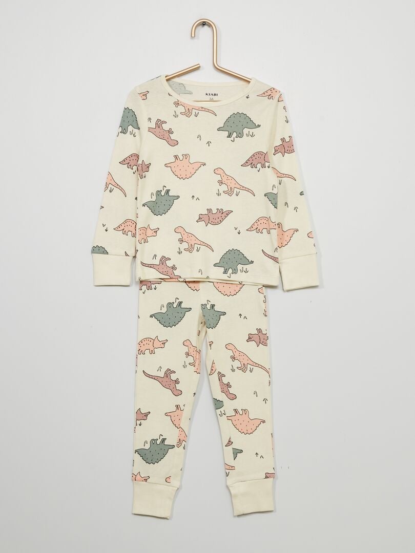 Pyjama long fantaisie - 2 pièces Blanc 'dinosaure' - Kiabi