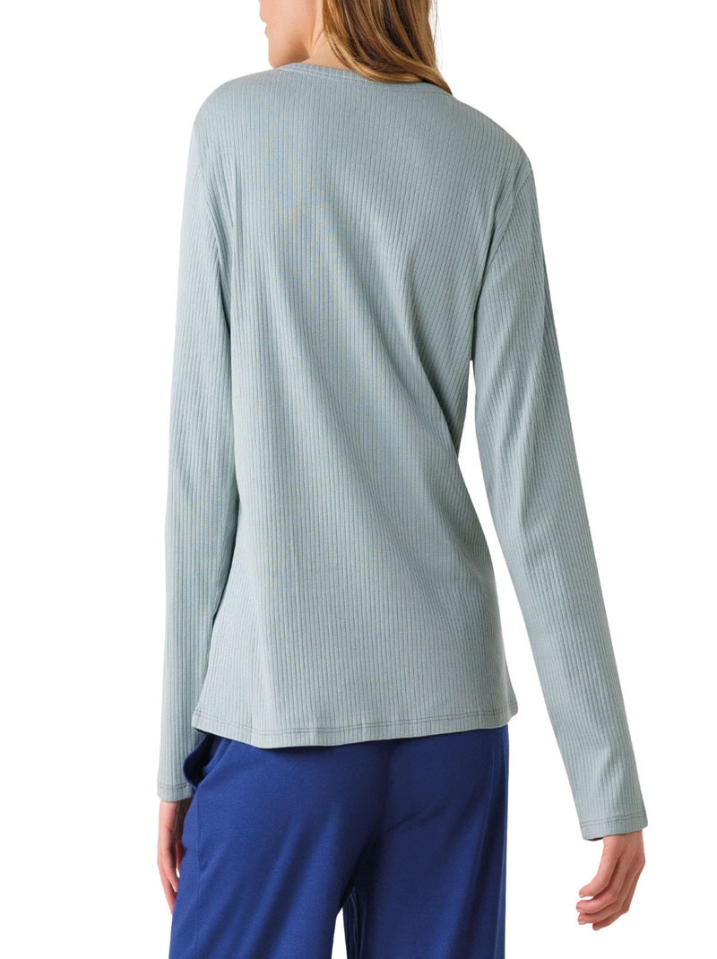Pyjama long femme Confort Maille Athena Bleu - Kiabi