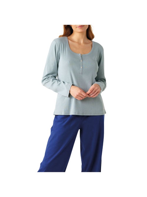 Pyjama long femme Confort Maille Athena - Kiabi