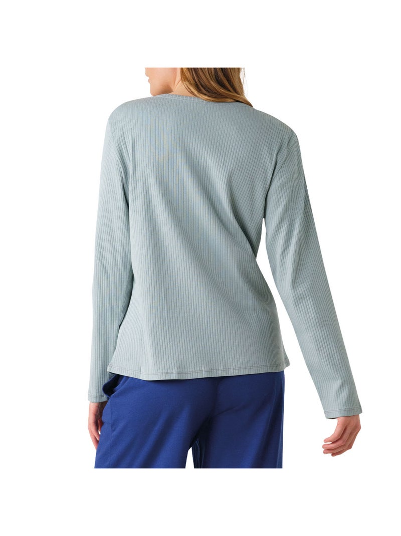 Pyjama long femme Confort Maille Athena Bleu marine - Kiabi