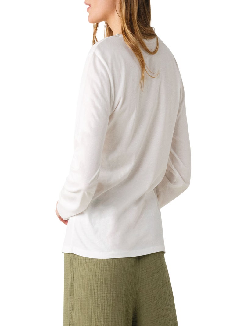 Pyjama long femme Easy Coton Athena Blanc Kaki - Kiabi