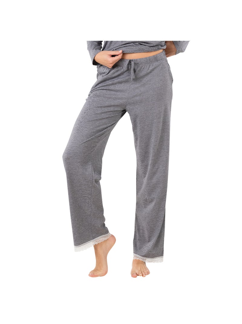 Pyjama long femme Graphic Athena gris anthracite - Kiabi