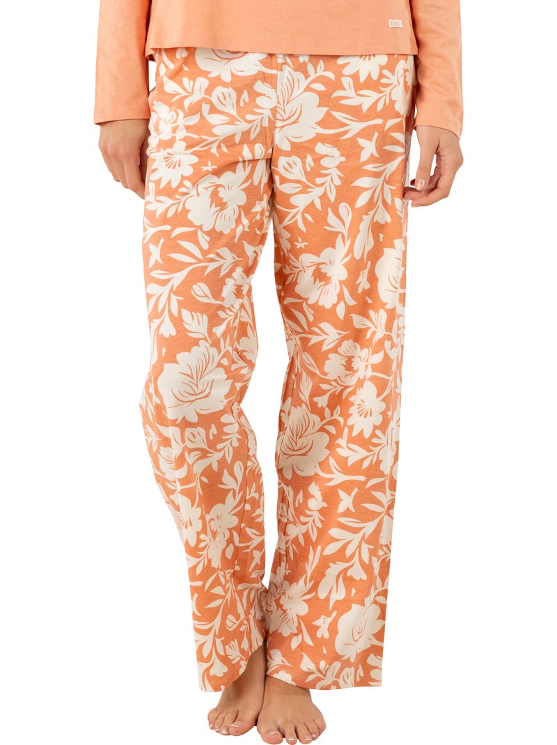 Pyjama long femme graphic athena Saumon - Kiabi