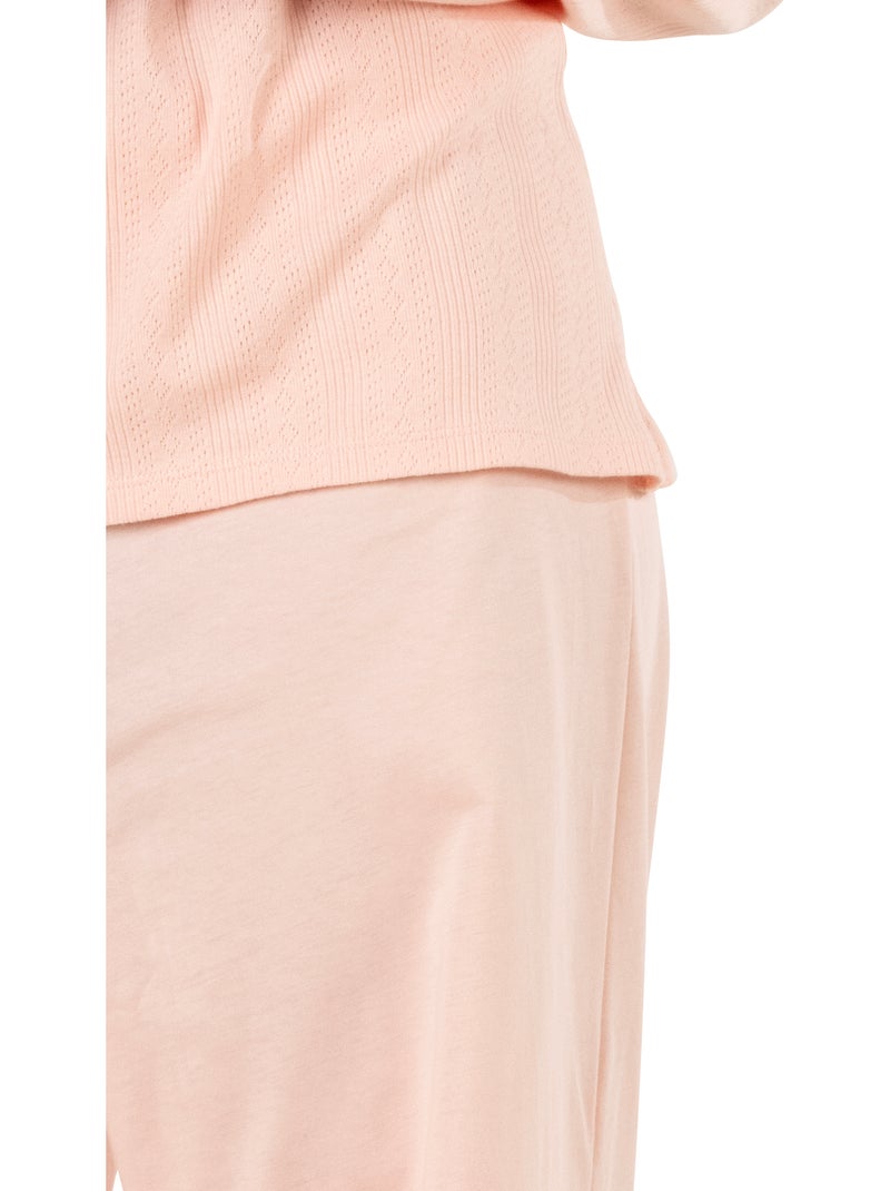 Pyjama long femme maille athena Rose poudré - Kiabi