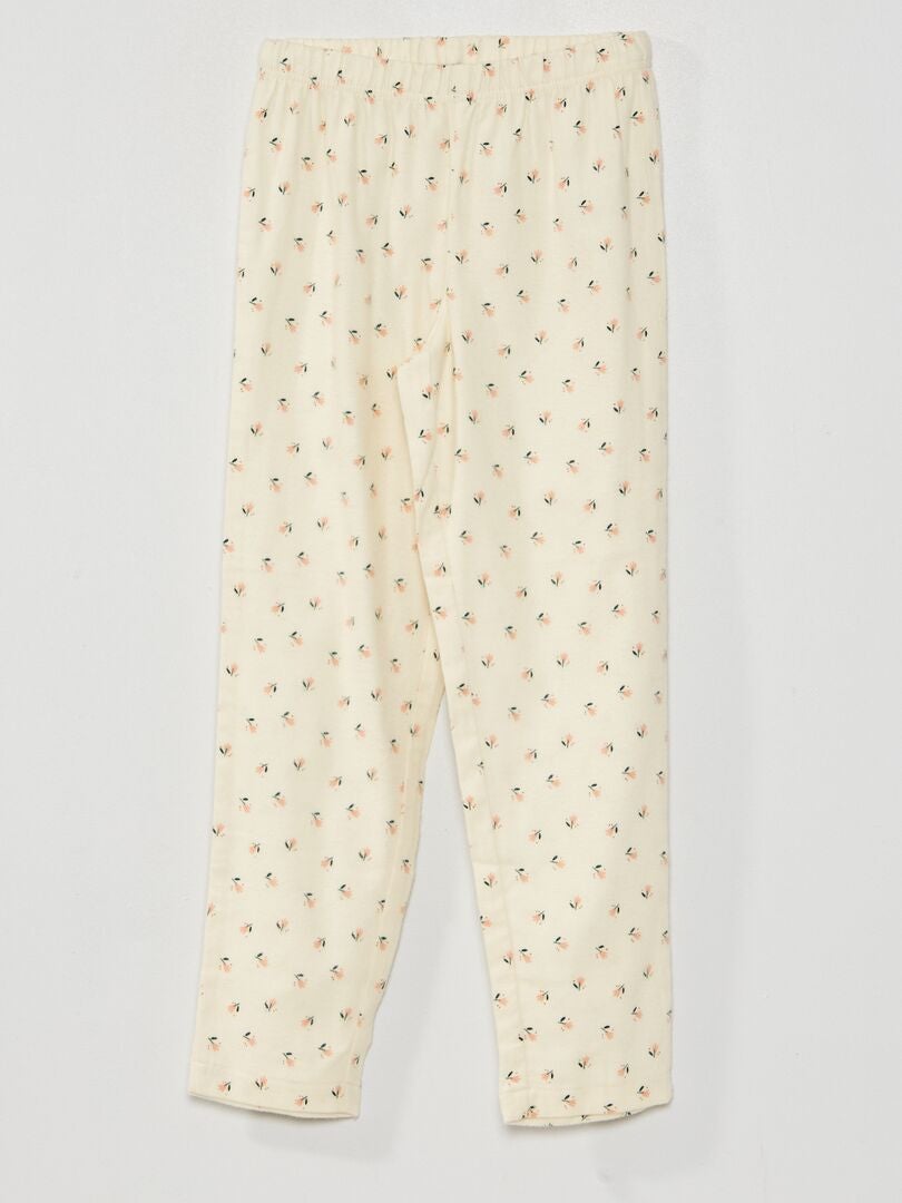 Pyjama long fleuri - 2 pièces Blanc - Kiabi