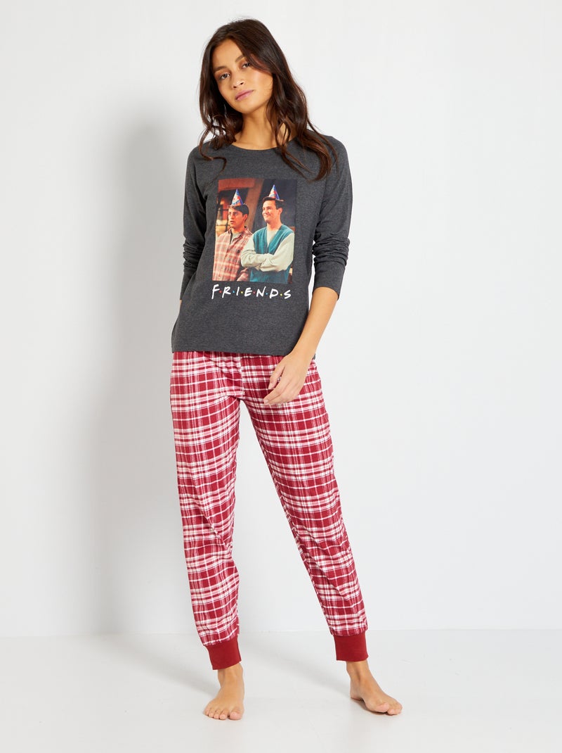 Pyjama long 'Friends' en jersey - 2 pièces Gris - Kiabi
