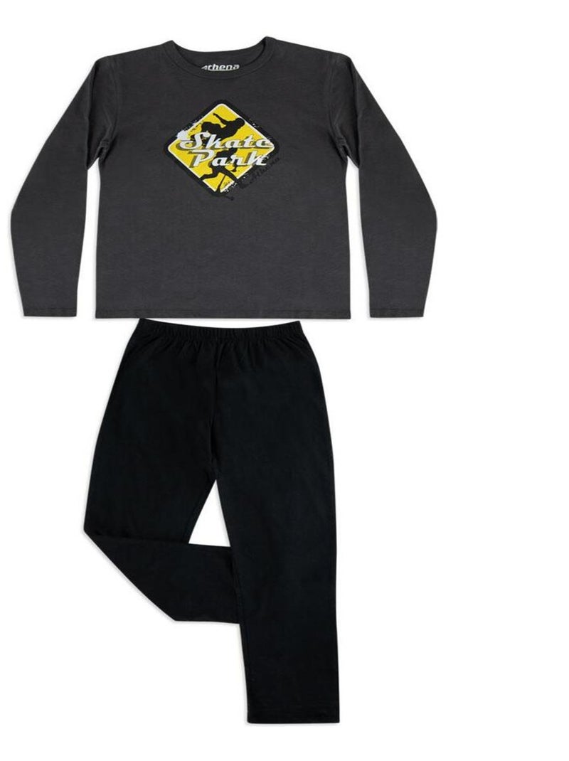Pyjama long garçon Eco Pack Noir - Kiabi