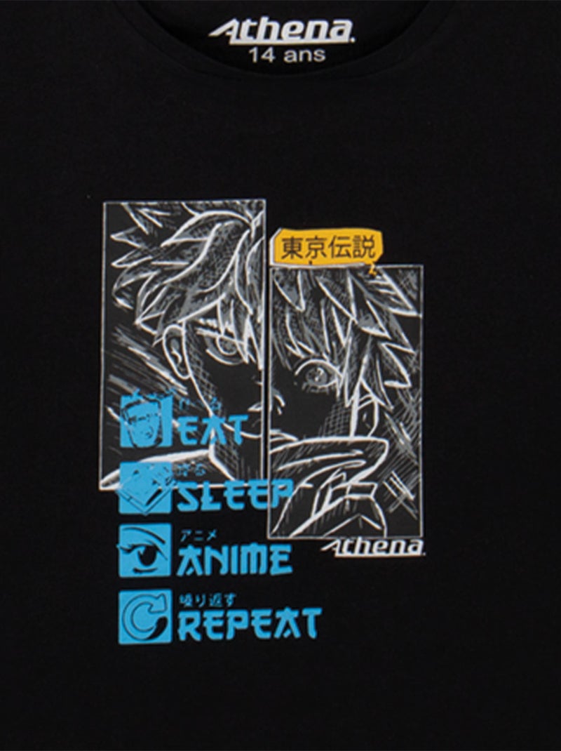 Pyjama long garçon Ecopack manga Athéna Noir Gris - Kiabi