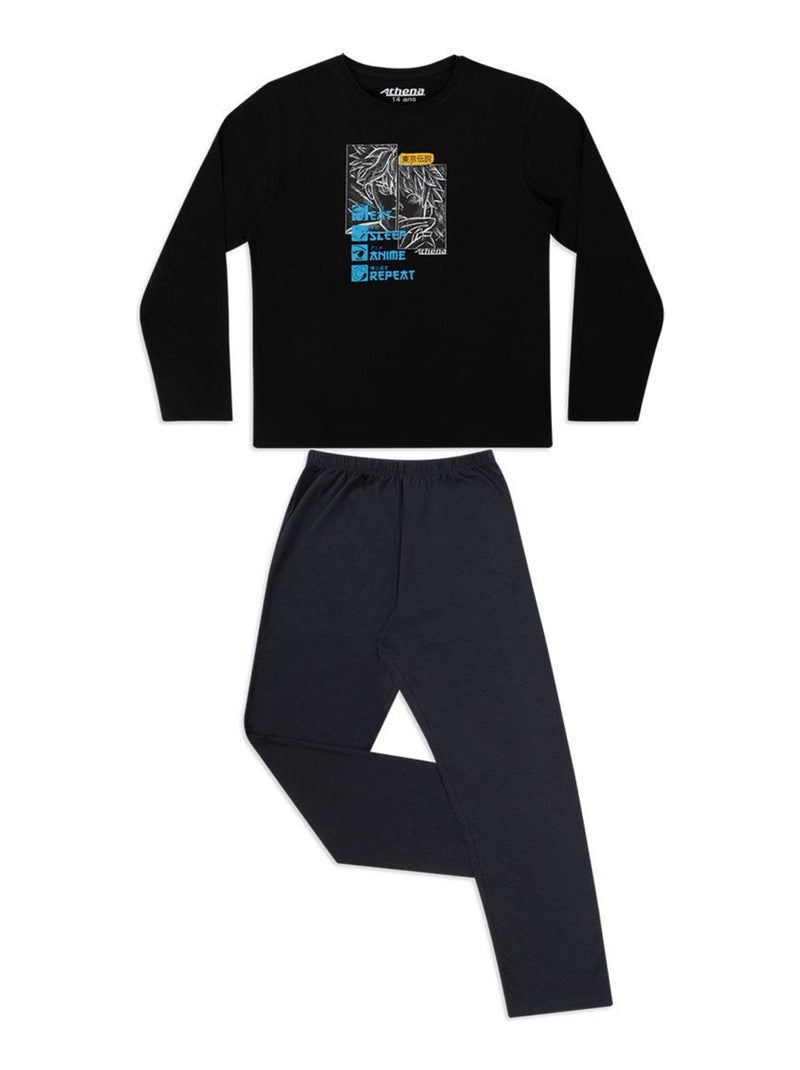 Pyjama long garçon Ecopack manga Noir Gris - Kiabi