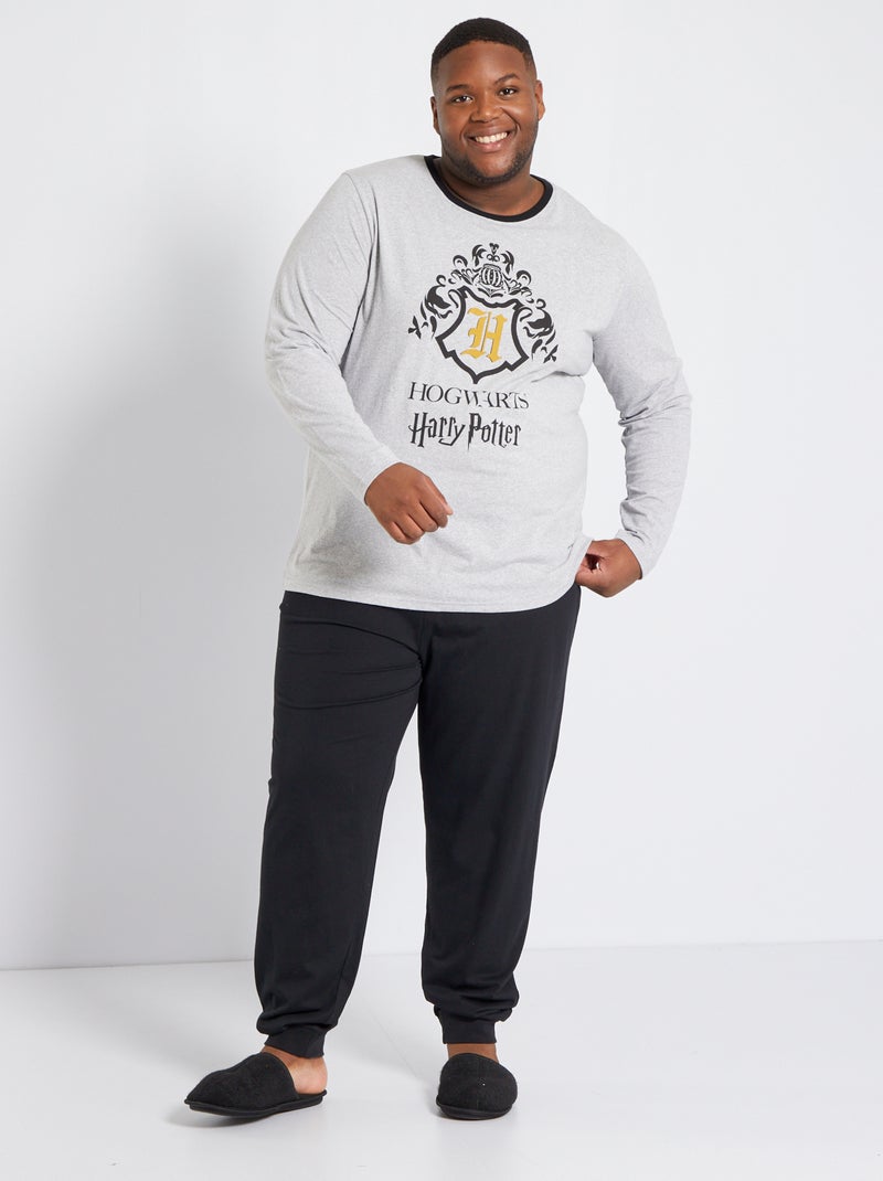 Pyjama long 'Harry Potter' - 2 pièces gris/noir - Kiabi