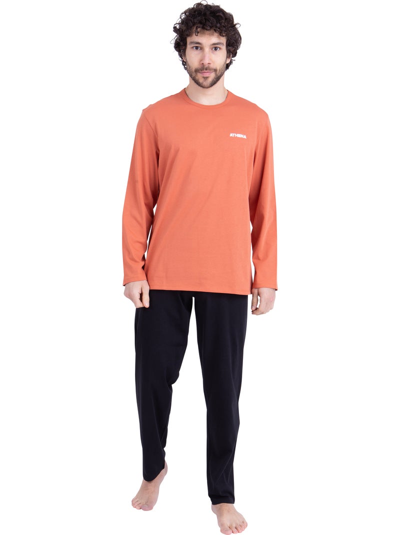 Pyjama long homme my petit prix athena Noir Orange Noir - Kiabi