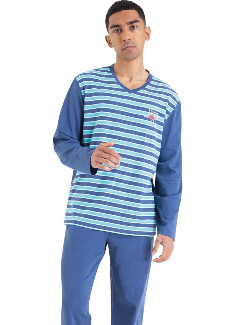 Pyjama long homme Rayures Bleu - Kiabi