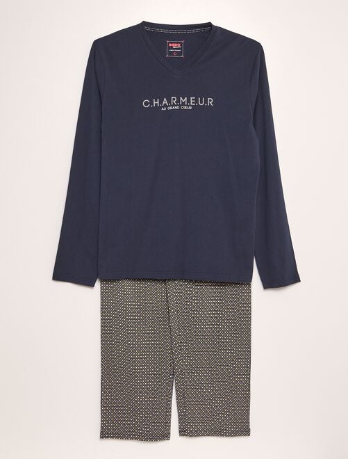 Pyjama long homme t-shirt + pantalon - 2 pièces - Kiabi