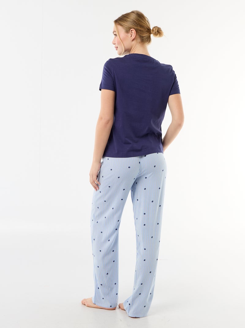 Pyjama long imprimé - 2 pièces Bleu - Kiabi