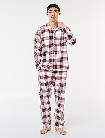 Pyjama long imprimé carreaux - 2 pièces