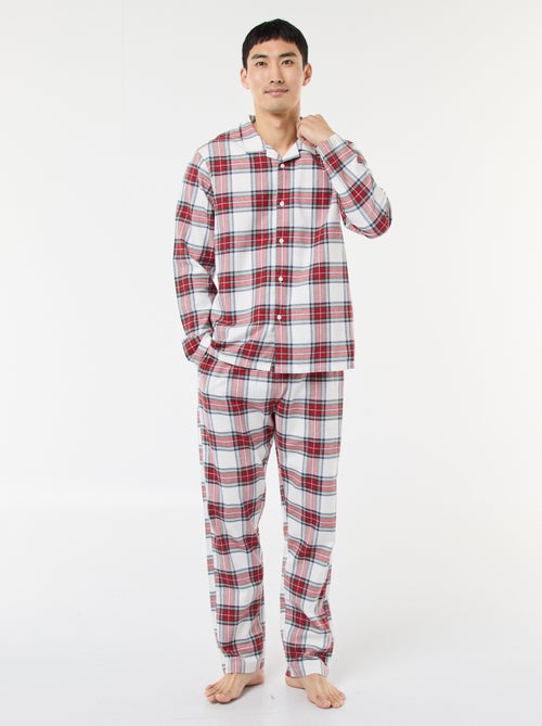 Pyjama long imprimé carreaux - 2 pièces - Kiabi