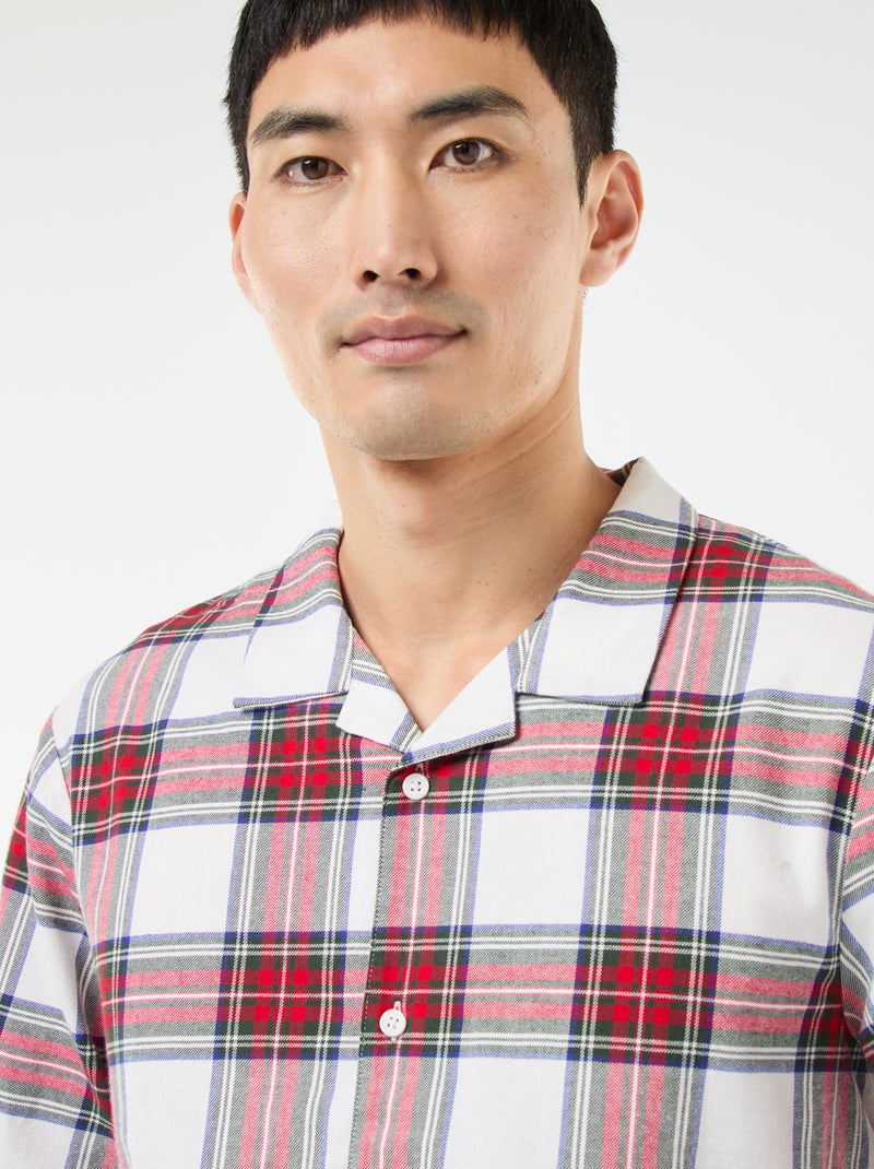 Pyjama long imprimé carreaux - 2 pièces Blanc/rouge - Kiabi