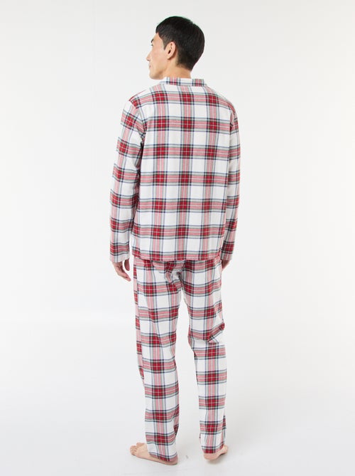 Pyjama long imprimé carreaux - 2 pièces - Kiabi