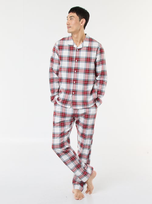 Pyjama long imprimé carreaux - 2 pièces - Kiabi