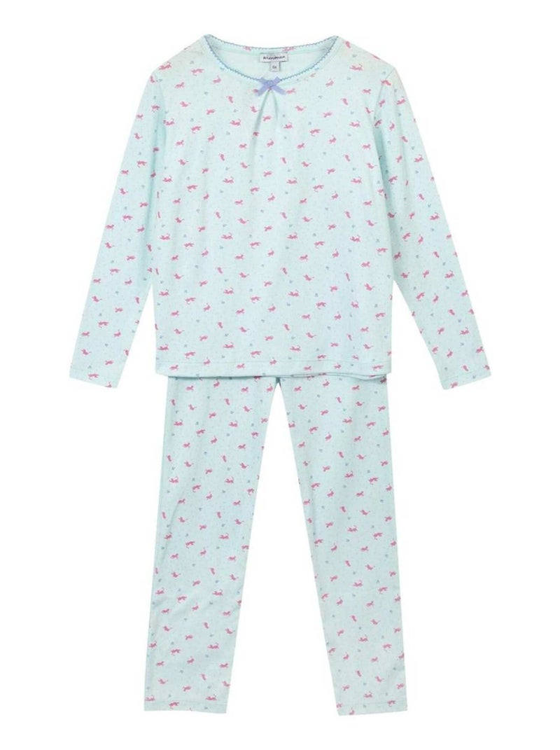 Pyjama Long Imprimé Chats Oeko-tex 'miniman' Bleu turquoise - Kiabi