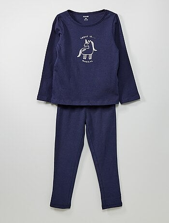 Pyjama long imprimé en coton 2 pièces - Kiabi