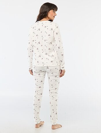 Pyjama long imprimé + gilet sans manches - 3 pièces