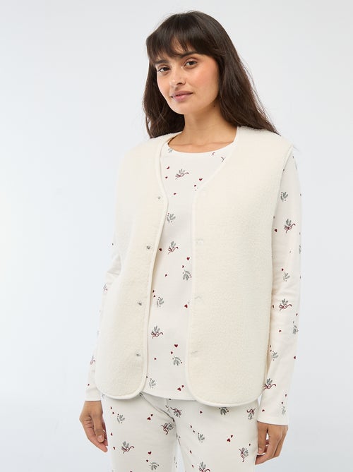 Pyjama long imprimé + gilet sans manches - 3 pièces - Kiabi