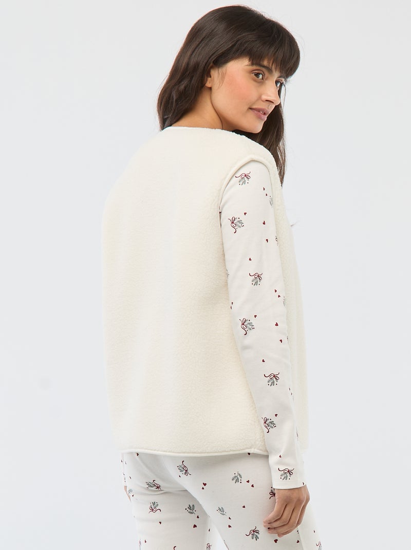 Pyjama long imprimé + gilet sans manches - 3 pièces Blanc - Kiabi